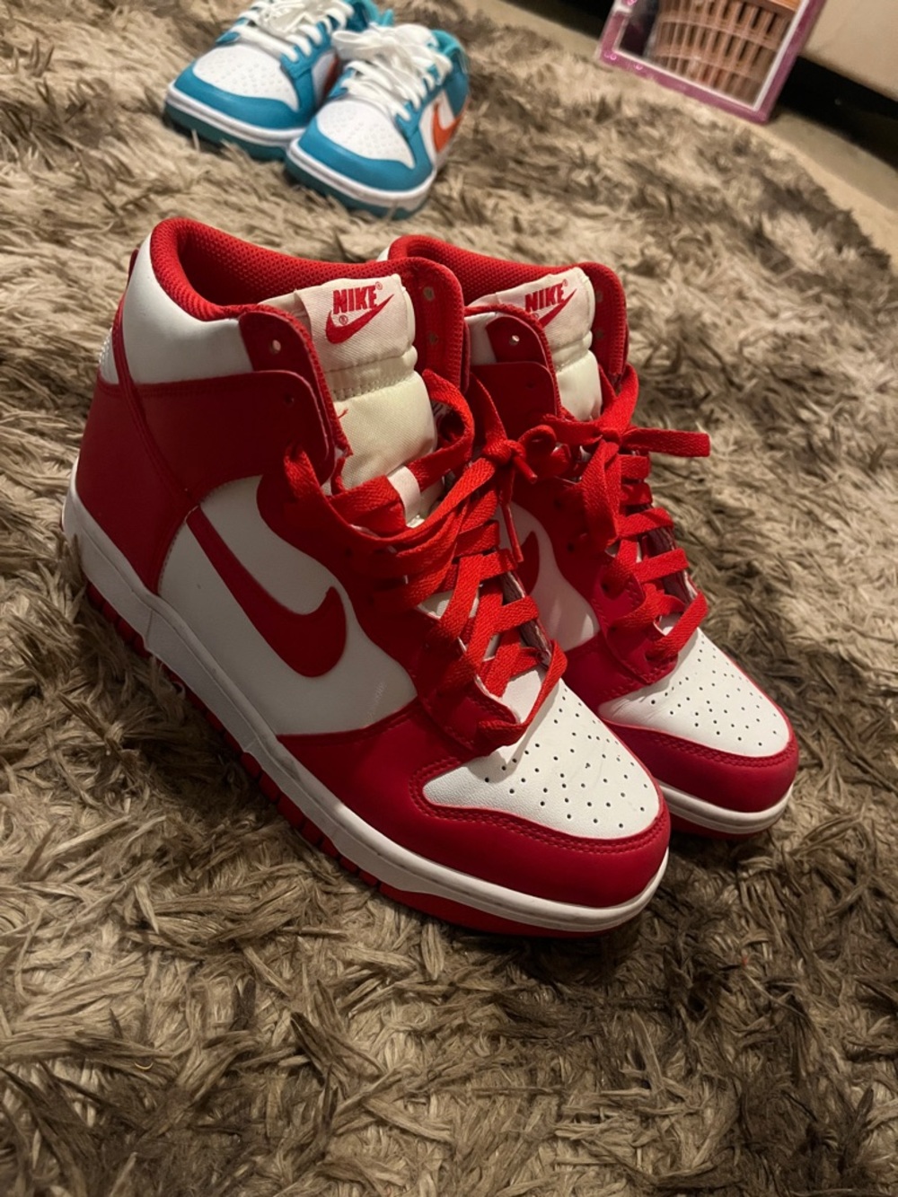 Nike Red & White Mid-Top Sneakers
